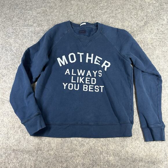 Mother The Drop Square Pullover Sweatshirt Women’s XS Navy Blue Crewneck Cotton - Picture 1 of 10